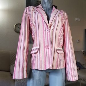 Pink Pinstripe Fitted Professional Work Blazer